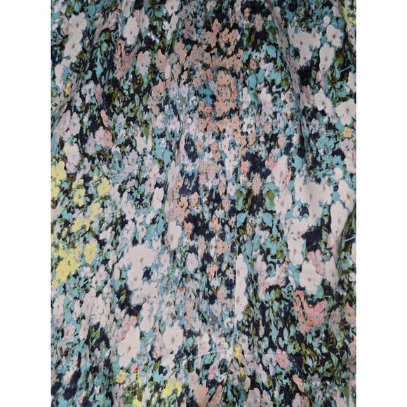 Adrianna Papell Cap Sleeve Knee Length Ruched Waist Blue Dress Monet Floral Sz 6 - Picture 9 of 10